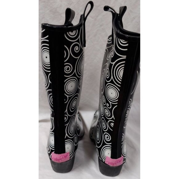 BLAZIN ROXX Layla Sz 7 Rain Boots Black White Outdoor Chore Cowgirl Boot 58106 - Picture 5 of 11
